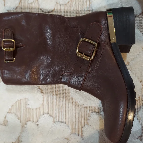 Vince Camuto Wendeema Women's Leather Moto Boot Harness Mid-Calf Size 5 1/2 M - Picture 2 of 10